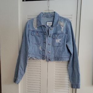 Medium Wash Cropped Jean Jacket